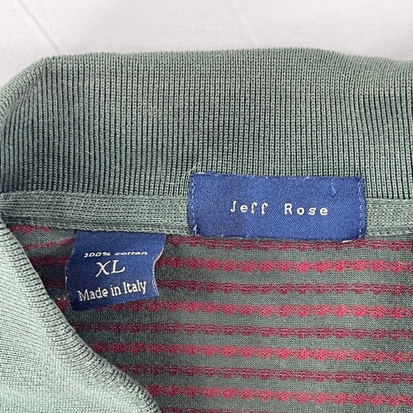 Men's Jeff Rose Polo Shirt Size XL Made in Italy Mercerized Cotton Green Red - Picture 3 of 6